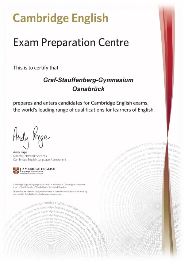 Cambridge English certificate